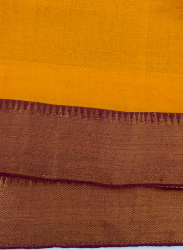 Handwoven Mangalgiri Cotton Saree | Tumeric Yellow | Gold Zari | Handwoven | Ships from California